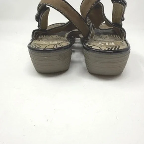 EUC FLY London Odum Brown Suede‎ Leather Wedge Sandals 40